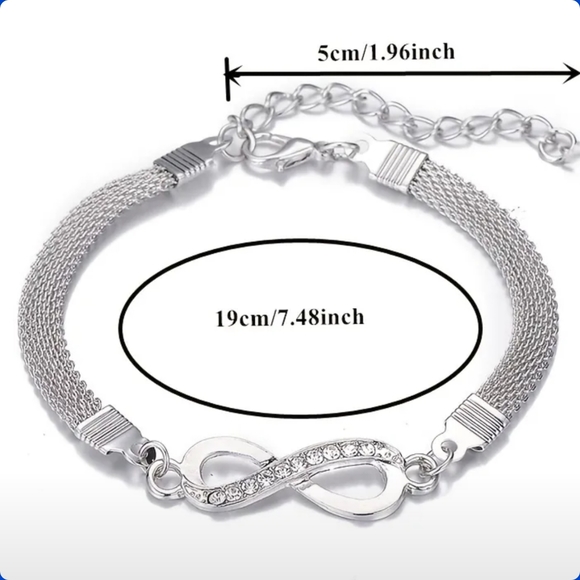 1- Brand New Silver Infinity w Rhinestones Bracelet, number 8 infinity silver - Picture 6 of 8